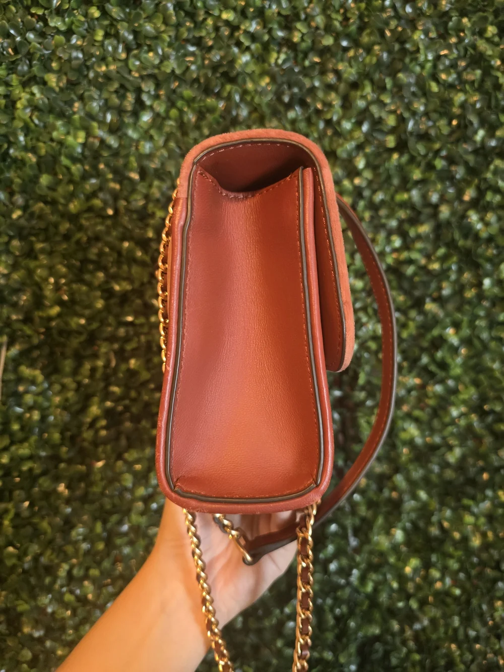 Tory Burch Fleming Suede Bag In Rust